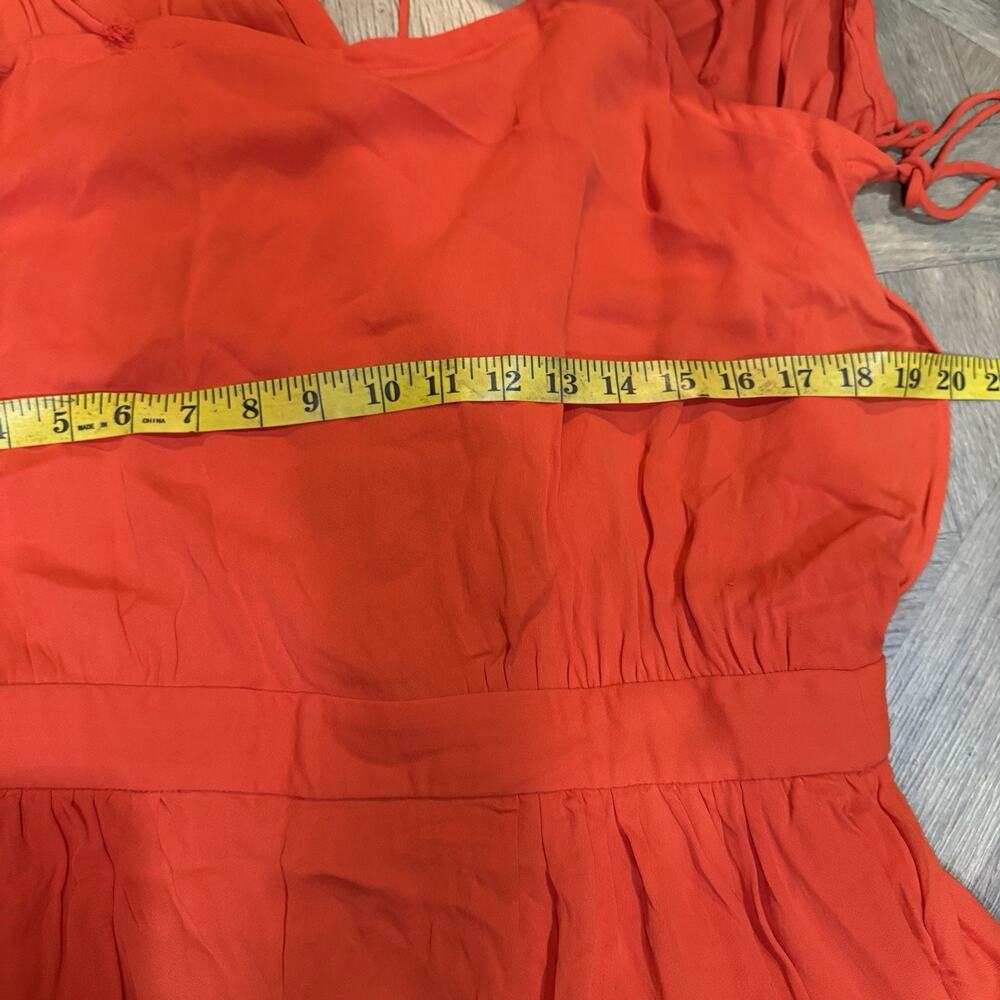 Tory Burch Evalene Maxi Dress Poppy Red Crepe Strappy Ties Gown Lined Size 12 L - Picture 9 of 12